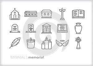 Memorial icons for death, funeral and cremation