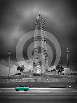 Memorial a Jose Marti with green car, Havanna photo