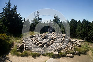 Memorial on the journalist Rudolf Kalman in the Karkonosze/Krkonose /Giant Mountains