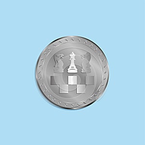 Memorial medal for participating in the chess championship. Vector illustration.