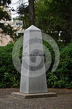 Memorial in Park in Downtown Salem, the Capital City of Oregon