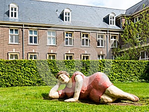 Memorial in park of old midwifery school in Heerlen, Limburg, Netherlands