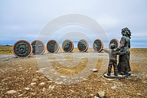 Memorial of passed away fishers in Honningsvag, Norway, North Cape, Northernmost of Europe