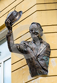 Memorial plaque, bust of famous Ukrainian theater and cinema actor Bogdan Stupka