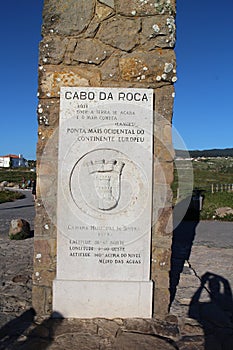 Memorial plaque in Cabo da Roca - the westernmost extent of mainland Portugal
