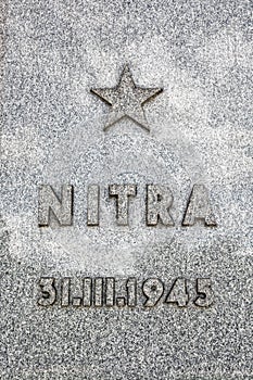 Pamätná tabuľa oslobodenia mesta Nitra, pamätný pomník Slávi