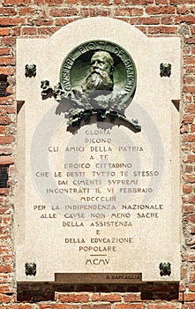 Memorial plaque of Giuseppe Piolti de Bianchi in Milan, Italy photo