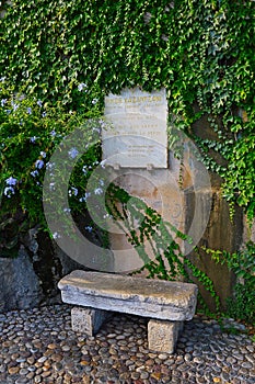 Memorial plaque to the greek poet and writer Nikos Kazantzaki 1