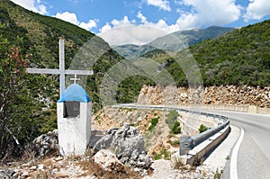 Memorial Roadside On Albanian Mountain photo