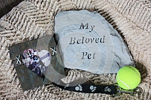 My Beloved Pet Memorial on Dog Bed photo