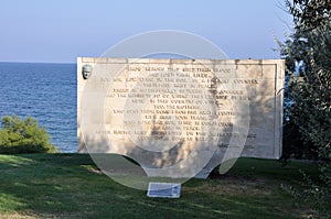 Memorial Stone, Burnu Cemetery at Anzac Cove, Gallipoli Peninsula, Turkey