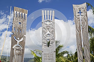 Memorial to nuclear testing in Jardins de Paofai, Pape'ete, Tahiti, French Polynesia