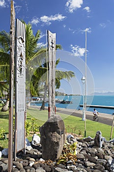 Memorial to nuclear testing in Jardins de Paofai, Pape'ete, Tahiti, French Polynesia