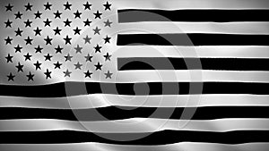 Memorial USA flag. A black and white USA flag waving animation. Black and white United States flag. Perfect loop