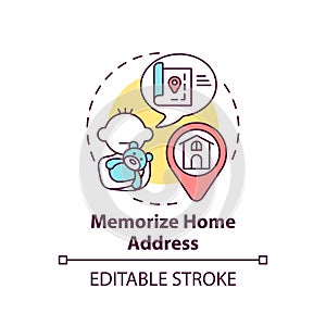 Memorize home address concept icon