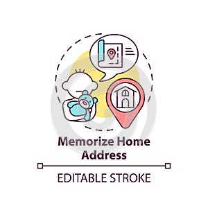 Memorize home address concept icon photo