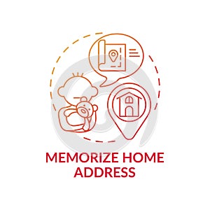 Memorize home address red gradient concept icon photo