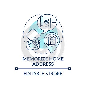 Memorize home address turquoise concept icon photo