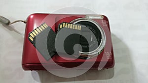 Memory Card at Old Digital Pocket Camera