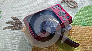 Memory Card at Old Digital Pocket Camera