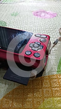 Memory Card at Old Digital Pocket Camera