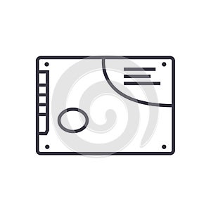 Memory card, ssd vector line icon, sign, illustration on background, editable strokes