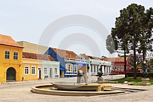 Memory fountain on Garibaldi square, Curitiba, Parana state, Br