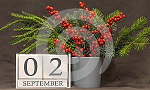 Memory and important date September 2, desk calendar - autumn season