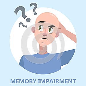 Memory loss concept. Man with mental health problem