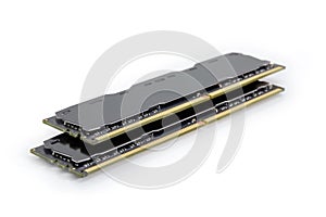 Memory modules of a desktop computers at selective focus