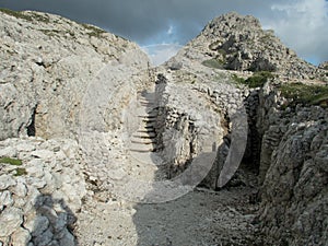 Memory od world war 1 in dolomites at sass de stria photo