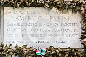 Memory plate about Amerigo Perini