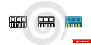 Memory slot icon of 3 types color, black and white, outline. Isolated vector sign symbol