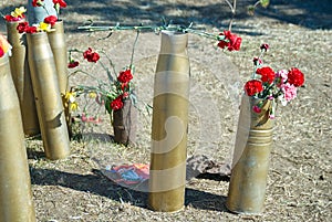 The memory of war, flowers on victory day