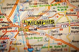 Memphis City on a Road Map