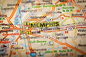 Memphis City on a Road Map photo
