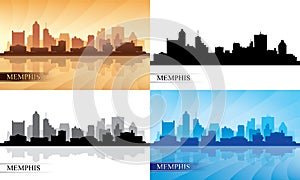 Memphis city skyline silhouettes set