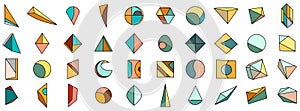 Memphis design elements. Abstract geometric shapes set. Vector illustration