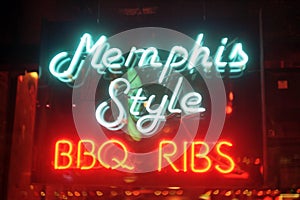 Memphis Neon Sign Memphis Style BBQ Ribs photo