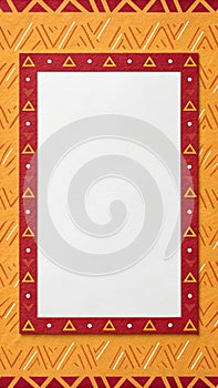 Memphis Pattern Border with Paper Texture and Fiery Passion Palette