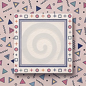 Memphis Pattern Border with Paper Texture and Muted Elegance Palette