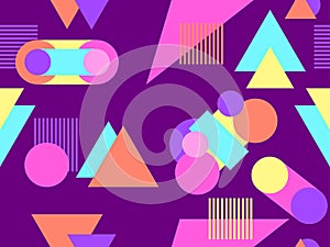 Memphis seamless pattern. Geometric elements memphis in the style of 80`s. Trendy retro background for printing on paper, advertis