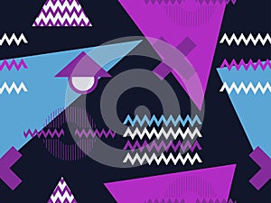 Memphis seamless pattern. Geometric elements memphis in the style of 80s. Retro background. Vector