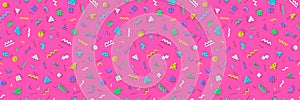 Memphis seamless pattern pink color