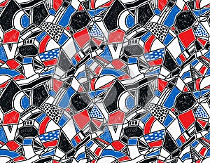 Memphis seamless pattern in retro style. Doodle pattern hand-drawn pen, ink, chalk.