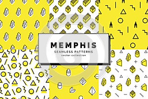 Memphis seamless patterns set