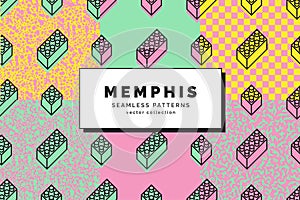 Memphis seamless patterns set