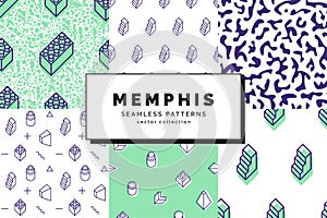 Memphis seamless patterns set