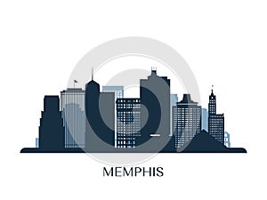 Memphis skyline, monochrome silhouette.