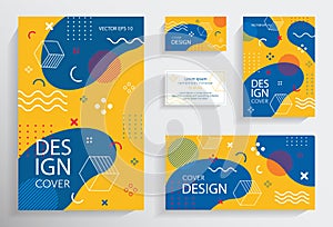 Memphis style brochures with geometric shapes